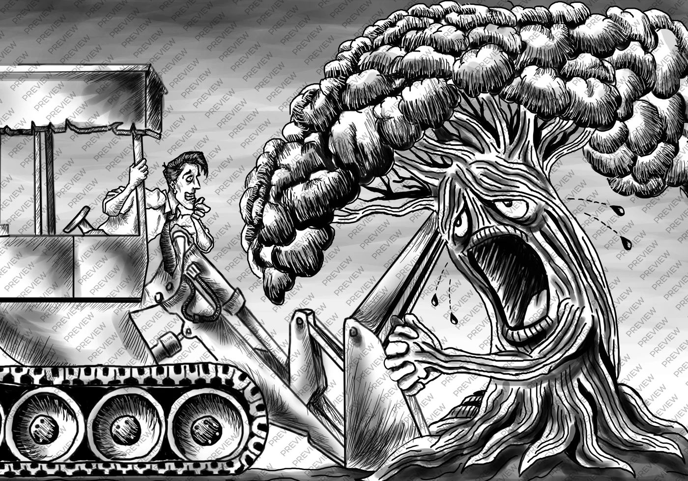 Industrial editorial illustration by Kamran Khan